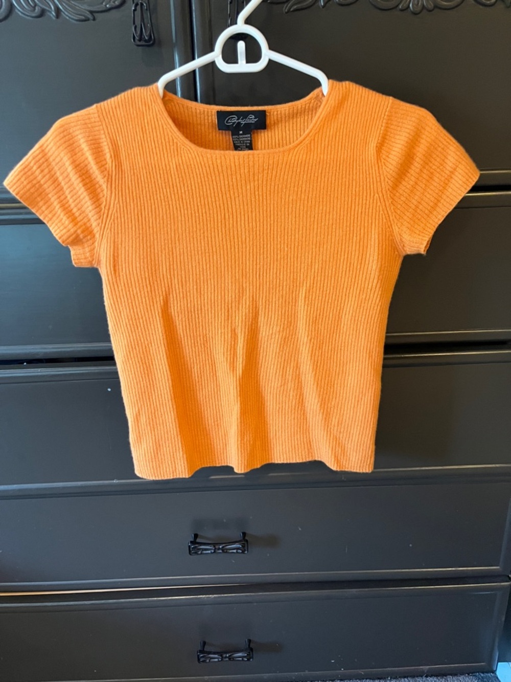 Cashmere Orange Short Sleeve Sweater -Christopher Fischer -